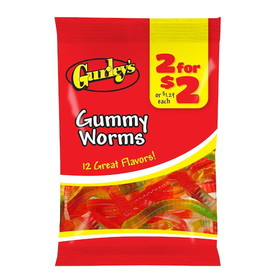 Gurley's Foods 16296 2 For $2 Gummy Worms, 3.5 Ounces, 12 per case