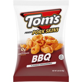 Toms Pork Skins Salty Barbecue, 3.25 Ounces, 12 per case