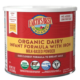 Earth's Best Organic Non-Gmo Milk-Based Powder Infant Formula Can With Iron, 21 Ounce, 4 Per Case
