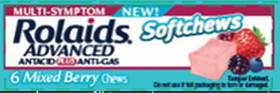 Rolaids Advanced Mixed Berry Soft Chews, 6 Count, 4 per box, 6 per case