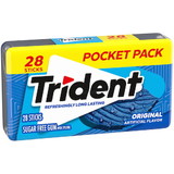 Trident Gum Original Pocket Pack 28 Count, 28 Count, 6 per box, 8 per case