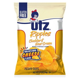 Utz Cheddar &amp; Sour Cream Ripple Chips, 2.75 Ounces, 14 per case