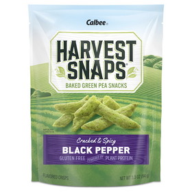 Harvest Snaps Green Pea Black Pepper Snack Crisps, 3.3 Ounces, 12 per case