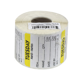 Ncco Removable Labels Tuesday 2"X2", 500 Each, 1 per case