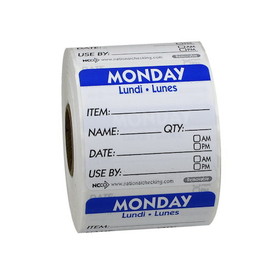 Ncco Removable Labels Monday, 500 Each, 1 per case