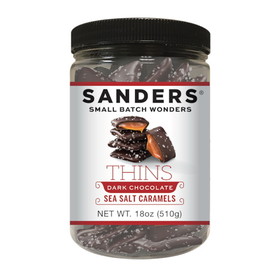 Sanders Dark Chocolate Sea Salt Caramel Thins Tub, 18 Ounces, 6 per case