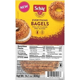 Schar Gluten Free Everything Bagel, 14.1 Ounces, 4 Per Case