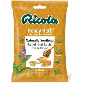 Ricola Honey Herbed Cough Drop Bags, 24 Count, 8 Per Box, 6 Per Case