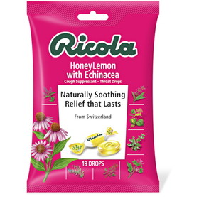 Ricola Honey Lemon Echinaceacough Drop Bags, 19 Each, 8 Per Box, 6 Per Case