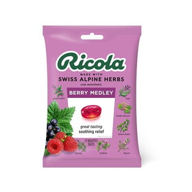Ricola 3000225 Berry Medley Bags Cough Drops, 19 Count, 8 Per Box, 6 Per Case