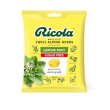 Ricola Unsweetened Lemon Mint Cough Drop Bags, 19 Count, 8 Per Box, 6 Per Case