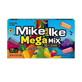 Mike & Ike Candy Mega Mix Theater Box, 4.25 Ounce, 12 Per Case