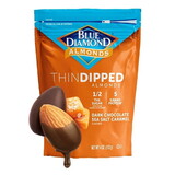Blue Diamond Thin Dipped Almonds Dark Chocolate Sea Salt Caramel, 4 Ounce, 8 Per Case