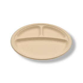 Tellus Fresh 10 In. 3 Compartment Round Plates Case; No Pfas Added, 125 Each, 4 Per Case