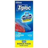 Ziploc Suso Freezer Quart Bag 24 Ct, 24 Count, 12 Per Case