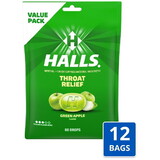 Halls Green Apple Cough Drops, 80 Count, 12 Per Case