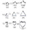 Muka Geometric Shaped Cookie Biscuit Cutter Set 24 Square Heart Triangle Round Hexagon Tiny Circle Baking Stainless Steel Metal Molds