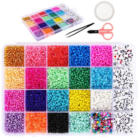 MUKA 10320PCS Glass Seed and Alphabet Letter Beads 3mm for Jewelry Bracelets Making and Crafts with Accessories DIY Material