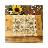 Aspire 4 pcs 6 inches + 1 pcs 16 inches Retro Square Handmade Crochet Cotton Lace Table Placemats Doilies