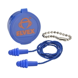 Elvex Deltuplus EP-412 Quattro Reusable Corded Ear Plugs With Plastic Case And Chain