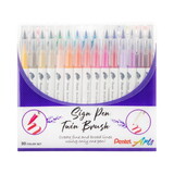 Pentel Sign Pen Twin Brush Assorted Colors 30 Pack
