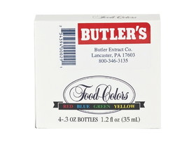 Butler's Best Assorted Food Coloring (B,G,R,Y) 12/4-.3oz, 174225