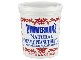 Zimmerman's Natural Peanut Butter, No Salt 6/32oz, 436086
