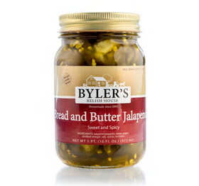 Byler's Relish House Bread & Butter Jalapenos 12/16oz, 447724