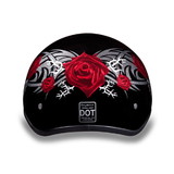 Daytona Helmets D6-R D.O.T. Daytona Skull Cap- W/ Rose