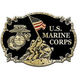 Eagle Emblems B0128 Buckle-Usmc, Iwo Jima (3-1/8