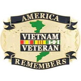 Eagle Emblems B0141 Buckle-Vietnam Veteran REMEMBERS, (3-1/2