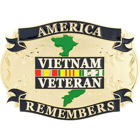 Eagle Emblems B0141 Buckle-Vietnam Veteran REMEMBERS, (3-1/2")