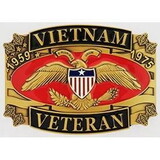 Eagle Emblems B0142 Buckle-Vietnam Veteran 1959-1975, (3-1/2