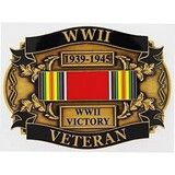 Eagle Emblems B0152 Buckle-Wwii,Veteran (3-1/2