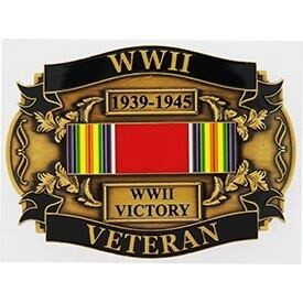 Eagle Emblems B0152 Buckle-Wwii, Veteran (3-1/4")