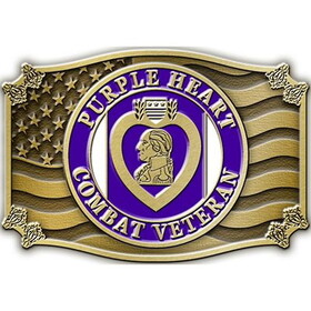 Eagle Emblems B0162 Buckle-Purple Heart, Vet (3-1/8")