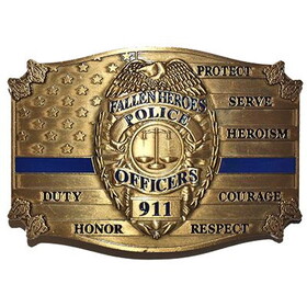Eagle Emblems B0164 Buckle-Police,Blue Line HONOR, (3-1/2")