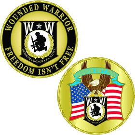 Eagle Emblems CH0127 Challenge Coin-Wounded WARRIOR EAGLE, (1-5/8")