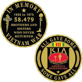 Eagle Emblems CH0324 Challenge Coin-Kia,Vietnam In Memory, (1-3/4")