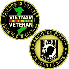 Eagle Emblems CH0326 Challenge Coin-Pow*Mia Vietnam Veteran (1-5/8")