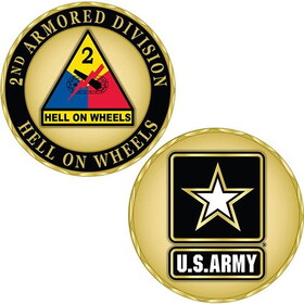 Eagle Emblems CH1076 Challenge Coin-Army,002Nd ARMOR DIV., (1-3/4")