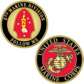 Eagle Emblems CH1226 Challenge Coin-Usmc, 2Nd Marine Div. (1-5/8")