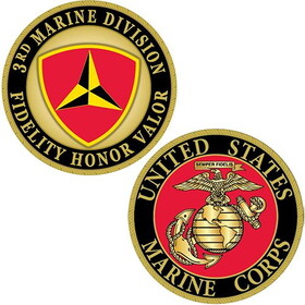 Eagle Emblems CH1227 Challenge Coin-Usmc, 3Rd Marine Div. (1-5/8")