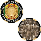 Eagle Emblems CH3402 Challenge Coin-Vietnam Veteran Proudly Served; Made In USA, (1-3/4