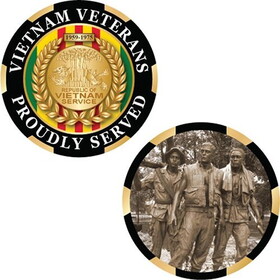 Eagle Emblems CH3402 Challenge Coin-Vietnam Veteran Proudly Served; Made In USA, (1-3/4")