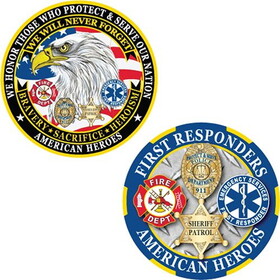 Eagle Emblems CH3625 Challenge Coin-American Heroes; Made In USA, (1-3/4")