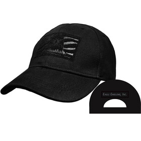Eagle Emblems CP00025 Cap-Tactical,Ops,Black Brushed Twill (Velcro Closure), Med Profile-6 panel