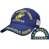 Eagle Emblems CP00307 Cap-Usmc, Veteran, Blue (Brass Buckle)