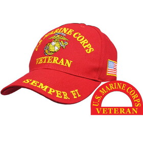 Eagle Emblems CP00313 Cap-Usmc, Veteran, Red (Brass Buckle)