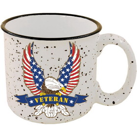 Eagle Emblems CU0545 Cup-Coffee,Usa Veteran Eagle Stone-Speckled Camper, 14 oz
